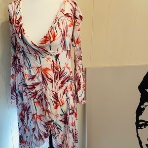 Floral print spring summer high low dress